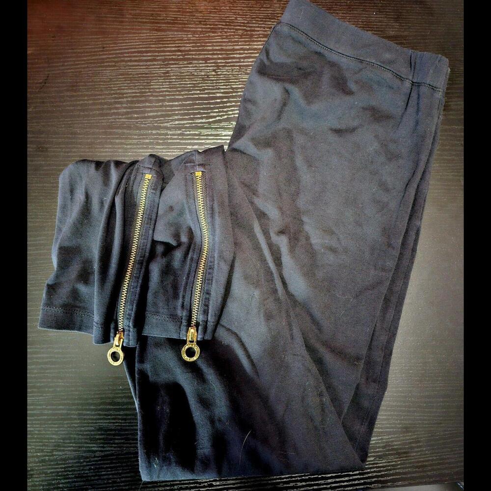 Calvin Klein Black Full Length Leggings Size Small Zipper Bottom